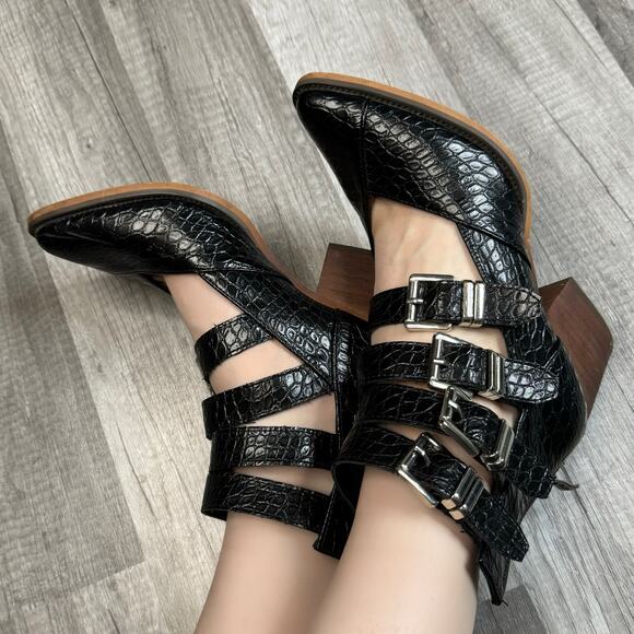 Buckle ARider Eleven Croco Heeled Ankle Closed Toe Sandel Boot Western Size 6 - Picture 1 of 10